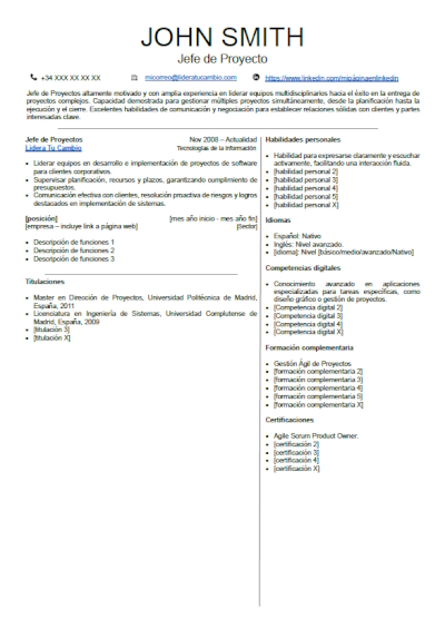 Modelo base de Currículum de una página
